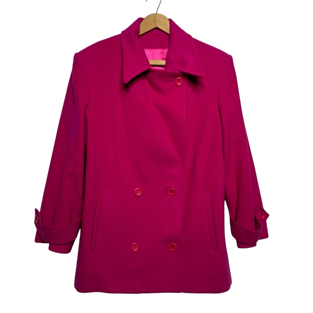 Exclusively Josh Evan Vintage 60s/70s 100% Pure Virgin Wool Pink Pea Coat Sz 10